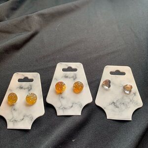 Set of Three Pairs of Stud Earrings